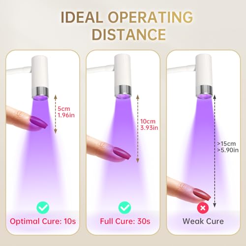 AORAEM BB-White Gooseneck UV LED Nail Lamp for Gel Nails, Rechargeable