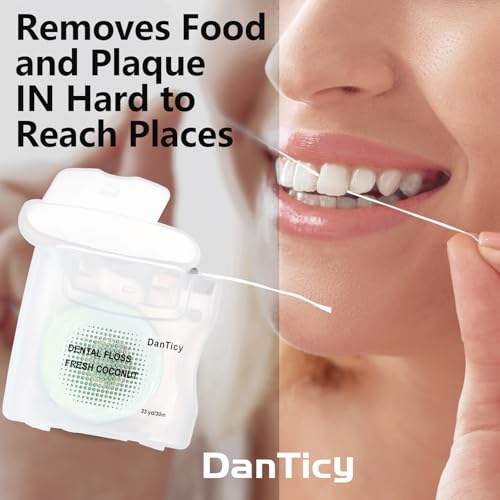 DanTicy 2 Pack Expanding Coconut Oil Mint Dental Floss for Wide Spaces, Implants & Braces