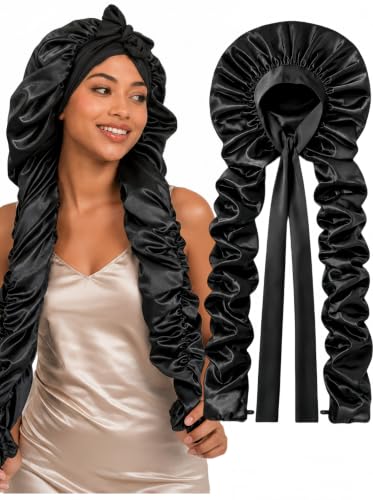 XXL Double Layer Satin Bonnet for Long Hair & Braids - Heatless Curl Cap