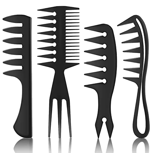 4-Piece Wide Tooth Comb Set for Men's Hair Styling