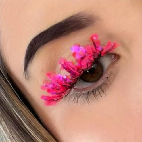 Sunniess Green Sequins Luminous Glitter 3D Dramatic False Eyelashes 25mm for Cosplay Halloween Christmas