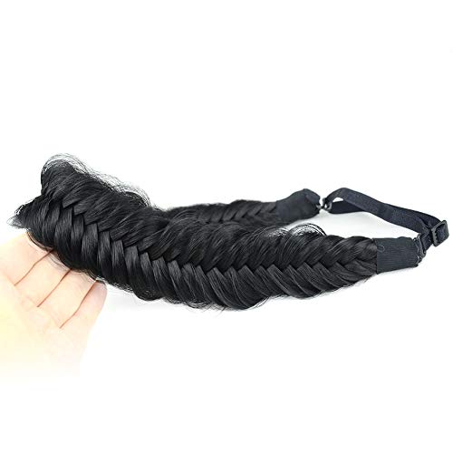 BOBIYA Black Fishtail Synthetic Hair Headband for Women, Braided Elastic Hair Accessory