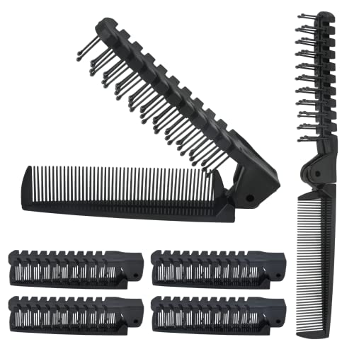 6PCS Travel Folding Hair Brush & Comb Set - Anti-Static Mini Combs