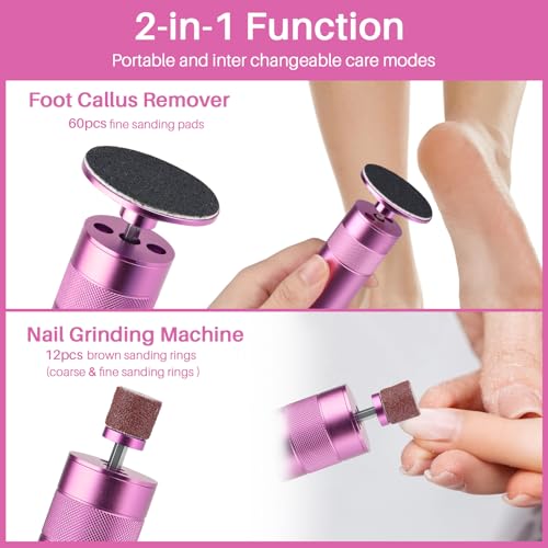 SENROU Electric Foot Callus Remover - 2-in-1 Filer & Nail Filer, 1 Count (Pink)
