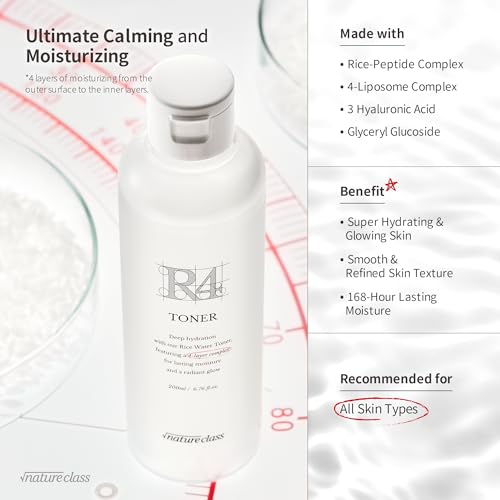 NATURECLASS R4 Hydrating Rice Toner - Deep Moisturizing & Fragrance Free, 6.76 fl oz