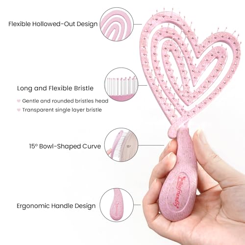 Biofriendly Heart-Shaped Mini Detangling Hair Brush - Travel Size
