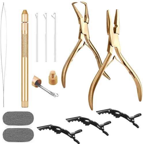 Hair Extension Tools Kit with Micro Bead Pliers, Hook and Loop Needle Set