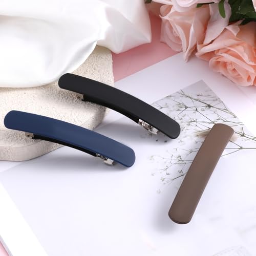 3 PCS Vintage Matte Flat Ponytail Clips for Women - Strong Hold Hairpins