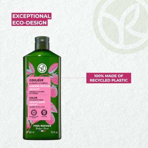 Yves Rocher Raspberry Vinegar Shampoo for Blonde & Light Hair - Sulfate-Free Color Protection, 10.1 fl oz