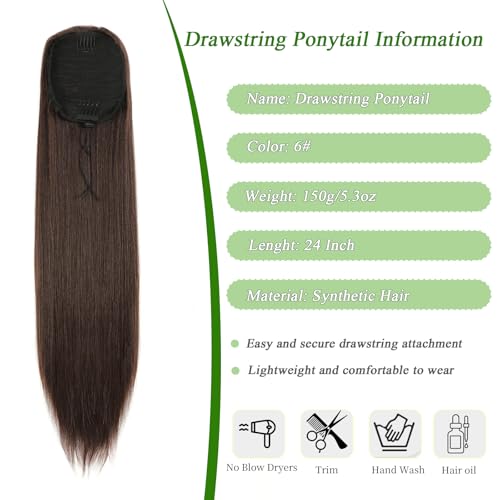 24 Inch Straight Drawstring Ponytail Extension - YVQJLLS #6