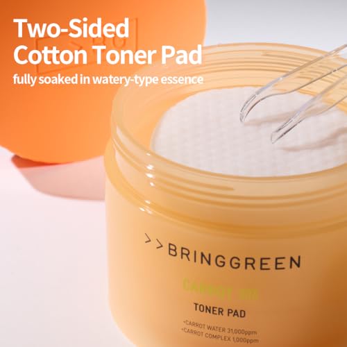 BRING GREEN Carrot Toner Pad | Contains Vitamin and Retinol to Even
