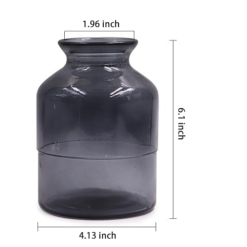 Geometric Faceted Glass Flower Vase - 6" Tall & 4.1" Wide