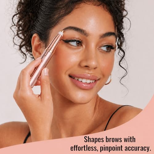 Electric Eyebrow Trimmer for Women, Rechargeable Eyebrow Razors,Eyebrows Hair Remover Shaver,Painless & Instant Eye Brow and Facial Hair Remover with LED Light (Rose Gold)
