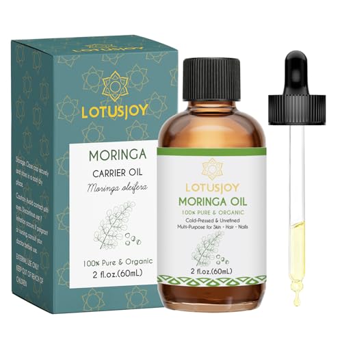 LOTUSJOY 100% Pure Organic Moringa Oil - Cold Pressed for Hair, Skin & Nails