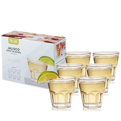 True Jalisco Vintage Shot Glasses Set of 6 - 3 oz Durable Design