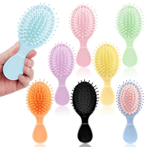 8-Pack Mini Wet Hair Brush Set - Soft Bristles, Teal/Pink/Assorted Colors, Ideal Stocking Stuffers