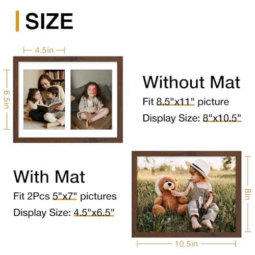 decorUhome 8.5x11 Collage Picture Frame for 2 Photos - Brown