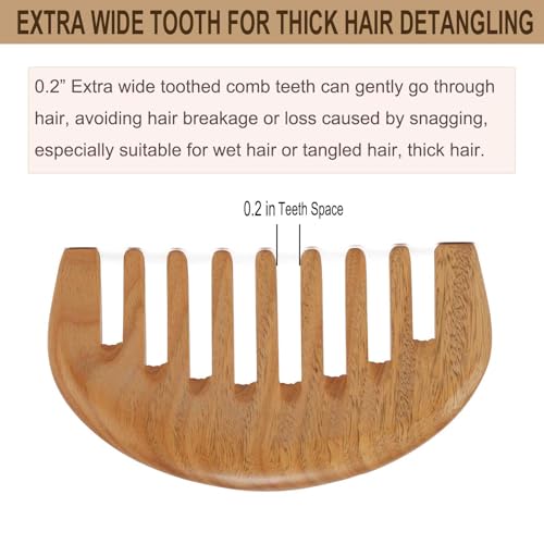 Wide Tooth Wooden Comb for Scalp Massage – Green Sandalwood