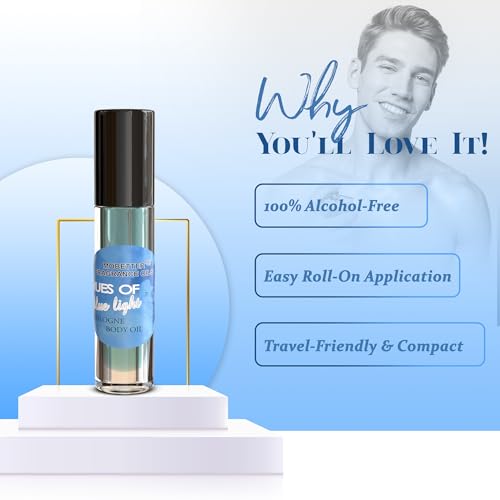 MOBETTER FRAGRANCE OILS Hues of Blue Light Light Body Oil for Men, 0.33 Fl Oz - Travel Size