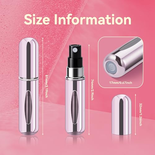 Refillable Perfume Portable Atomizer Bottle Refillable Perfume Spray, Travel Perfume (5ml, 4 Pack) (Silver, Pink, Gold, Black)
