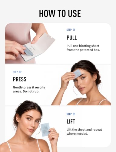 PleasingCare Bamboo-Charcoal Face Oil Blotting Sheets 100 Pack for Oily Skin