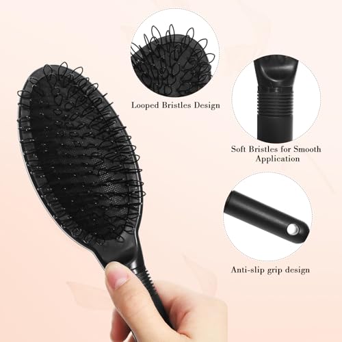 Obeoby 3-Pack Wig Brush Comb Set for Wigs & Extensions, Black