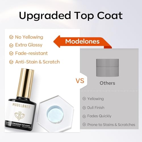 Modelones Extra Glossy Gel Top Coat - Clear UV/LED Nail Sealant, 15ml
