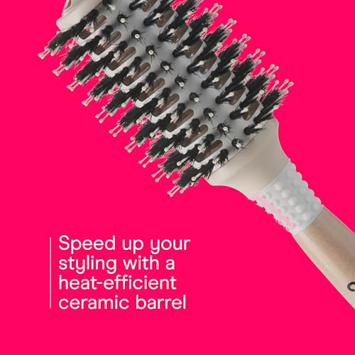 Conair Ceramic & Wood Round Hair Brush - Vented Barrel for Smooth Blowouts