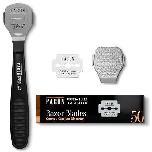 FACON Professional Callus Shaver with 50 Blades for Feet & Hands