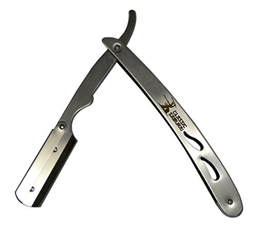 Classic Samurai CS-102 Stainless Steel Straight Edge Razor Kit with 100 Blades