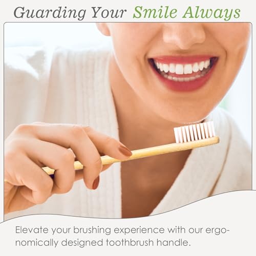 Eco-Friendly Bamboo Toothbrush Set - 10 Pack with Medium Bristles