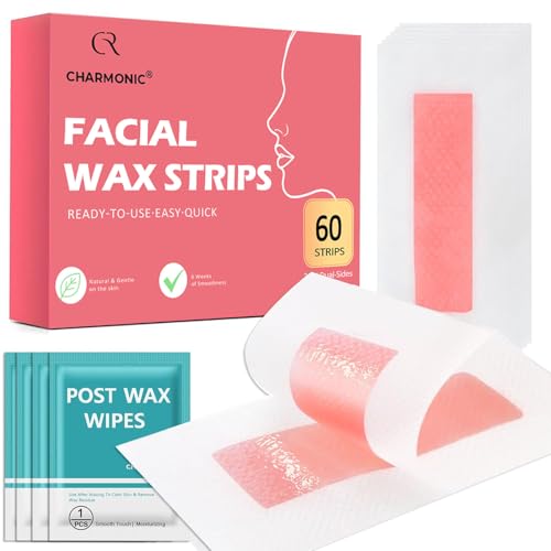 Charmonic Facial Wax Strips for Women - 60 Pcs Hair Removal Kit