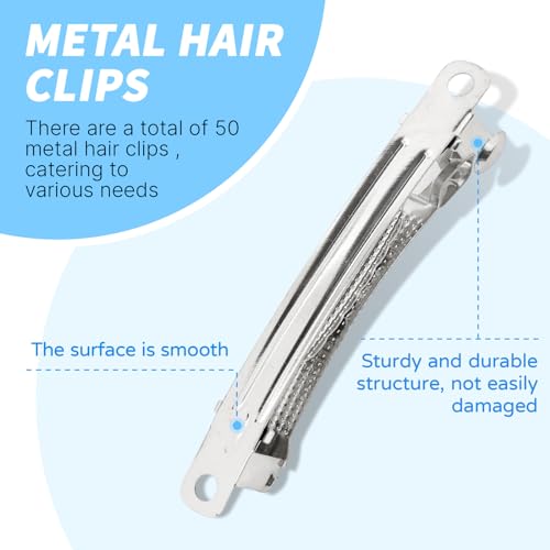 Dizila 6cm Silver Metal Hair Clips 50 Pack DIY French Barrettes for Women & Teens