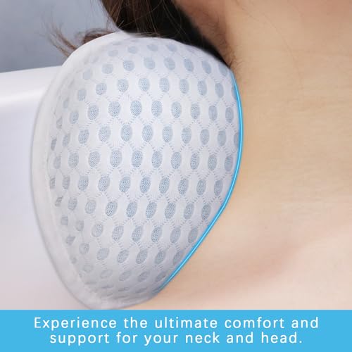 Small White Bathtub Pillow - Ergonomic Neck & Back Support with 3 Suction Cups