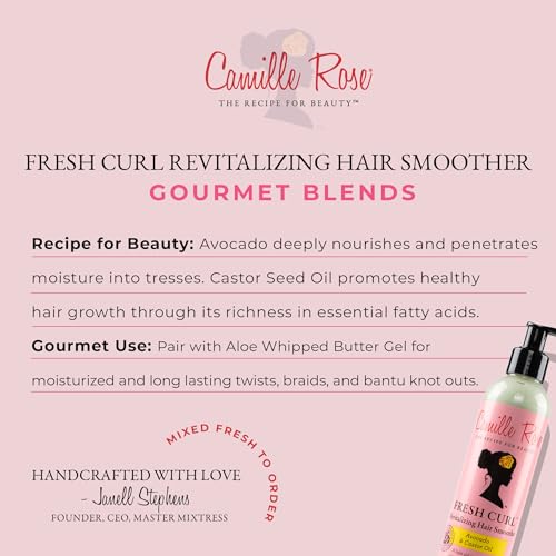 Camille Rose Fresh Curl Cream - Revitalizing Detangler with Avocado & Castor Oil, 8 Fl Oz (Pack of 1)