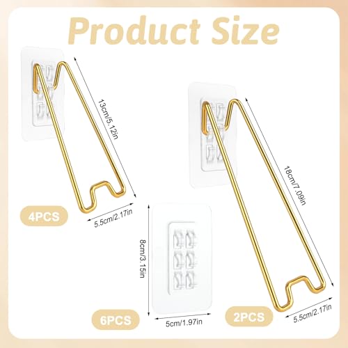 Adjustable Picture Frame Stands Set - 6 Gold Holders in 2 Sizes