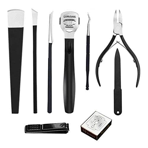 Callus Remover Foot Tool Kit with 10 Blades & Pedicure Tools - Safe & Effective