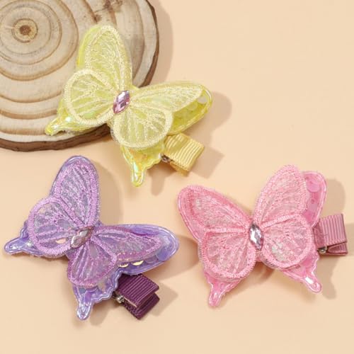 YYKITCHEN D Small Butterfly Hair Clips for Girls - 5 Colorful Ribbon Barrettes, Summer & Spring Hair Accessories