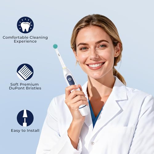 Valuabletry White 8-Pack Replacement Toothbrush Heads for Oral B Electric Toothbrushes, Sensitive Soft Bristles, Compatible with Pro, Genius, Vitality