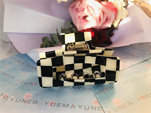 Checkered Hair Claw Clips for Women - Retro Rectangle Design (3PCs)