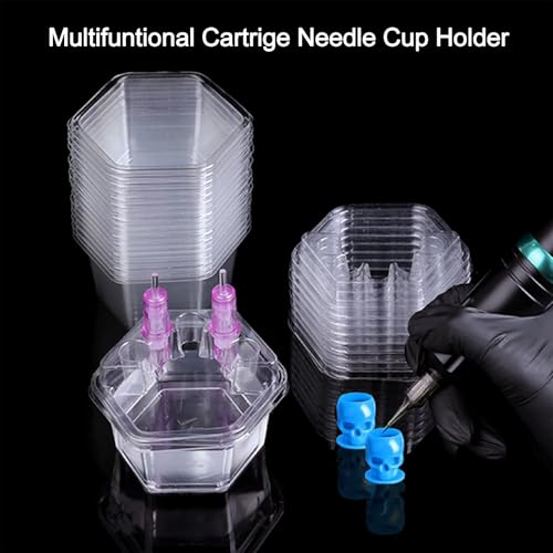 40PCS Disposable Tattoo Cartridge Needle Holder & Ink Rinse Cup Tray