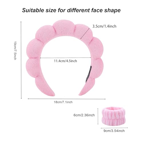 Soft Spa Headbands & Wristbands Set for Makeup & Skin Care