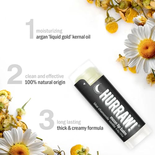 Hurraw! Moon Night Lip Balm 3 Pack - Organic Blue Chamomile & Vanilla, Vegan, Cruelty-Free