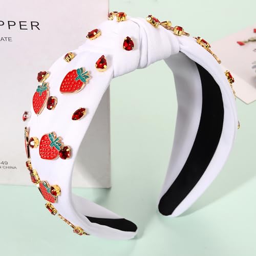 Strawberry Headband for Women - Jeweled Tropical Fruit Hair Accessory