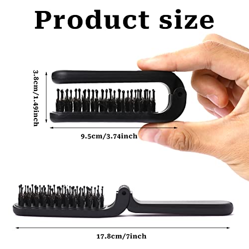 Portable Folding Hair Brush with Boar Bristles - Travel Size