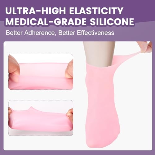 TEAWOO Moisturizing Silicone Heel Socks for Cracked Feet - 2 Pairs