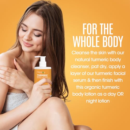 Healov Turmeric Body Lotion for Brightening & Acne Scars - Natural Moisturizer for Face & Body