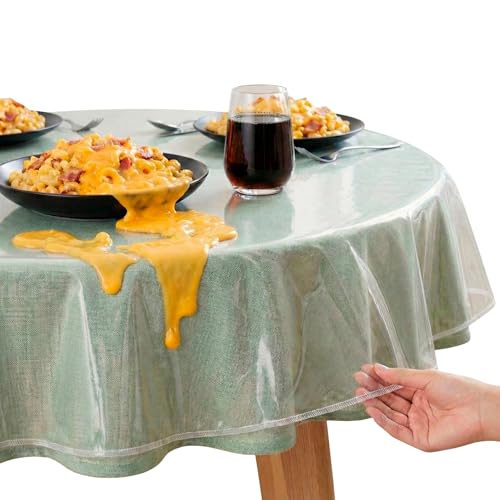 XFasten 60" Round Clear Table Cover Protector - UV-Resistant Vinyl