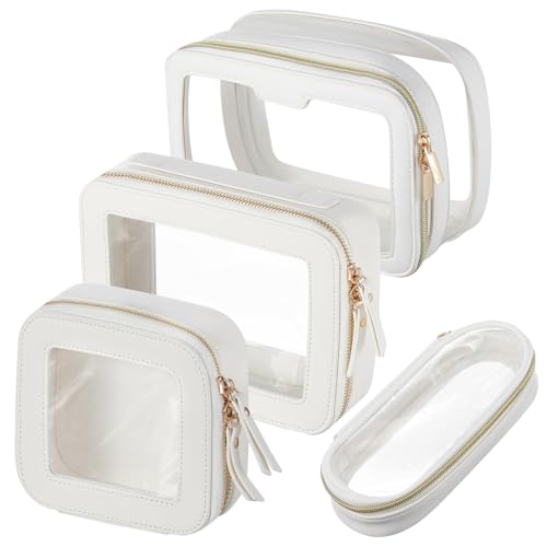 4-Piece Clear Makeup Bag Set - Waterproof Travel Cosmetic & Toiletry Case