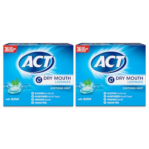ACT Dry Mouth Lozenges with Xylitol, Soothing Mint - 72 ct